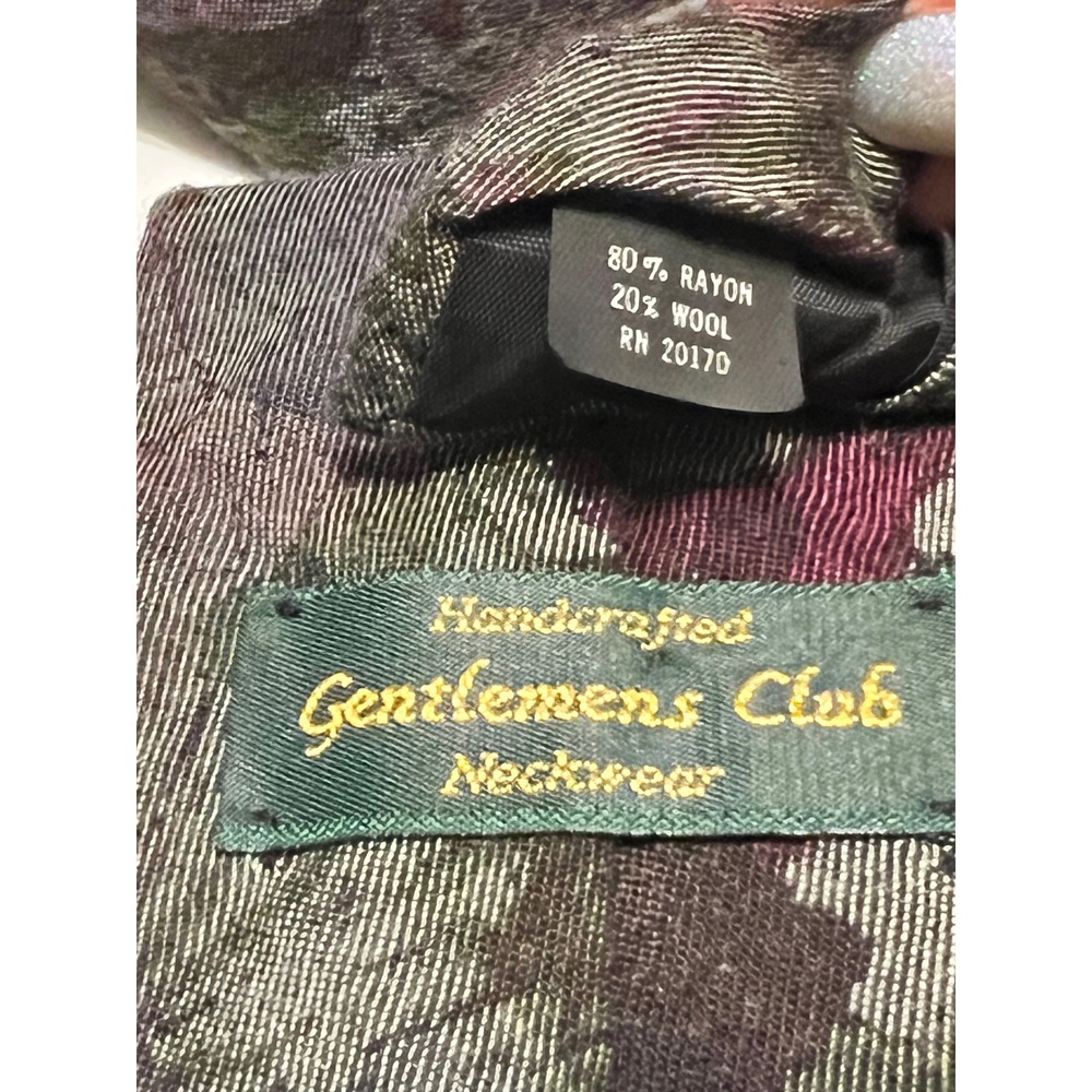 Gentlemens Club‎ Neckwear Floral Tie 80s 90s Rayon Wool 3.25x58 Vintage Menswear